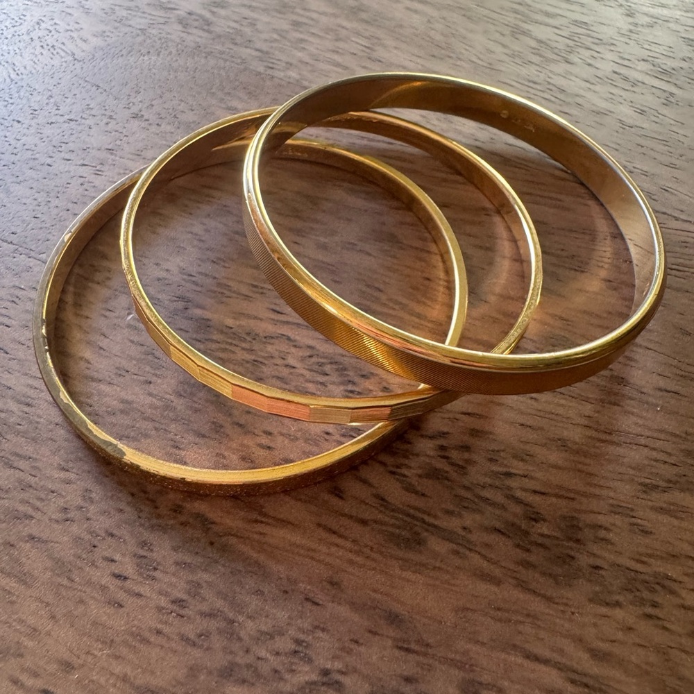 MONET Gold Tone Bangle Bracelets Set of 3 Vintage